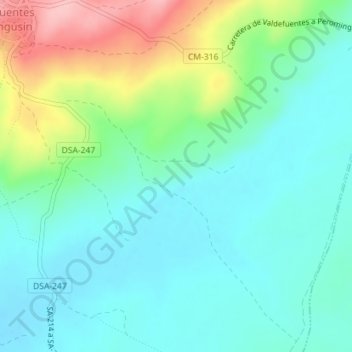 Mapa topográfico Pedrizo, altitud, relieve