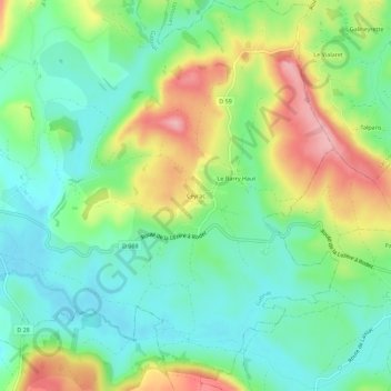 Mapa topográfico Ceyrac, altitud, relieve