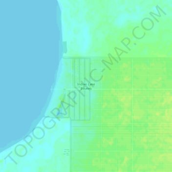 Mapa topográfico Indian Lake Estates, altitud, relieve