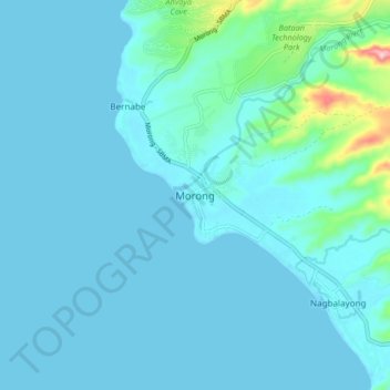 Mapa topográfico Morong, altitud, relieve