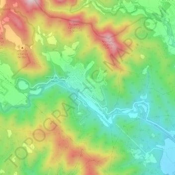 Mapa topográfico Llorà, altitud, relieve