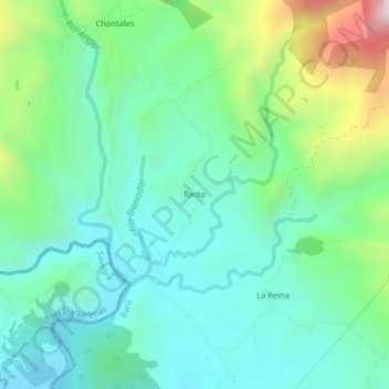 Mapa topográfico Torito, altitud, relieve
