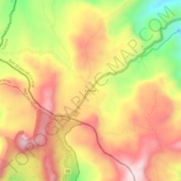 Mapa topográfico Letras, altitud, relieve
