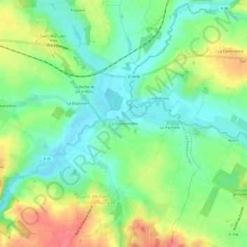 Mapa topográfico La Solissonnière, altitud, relieve