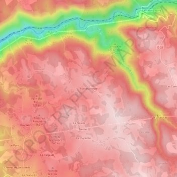 Mapa topográfico Fontebinieyre, altitud, relieve