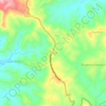 Mapa topográfico Tal-ot, altitud, relieve