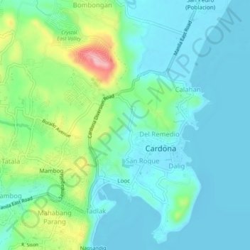 Mapa topográfico Iglesia, altitud, relieve