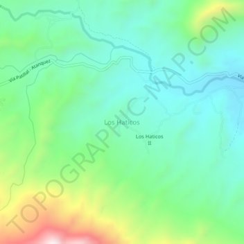 Mapa topográfico Los Haticos, altitud, relieve