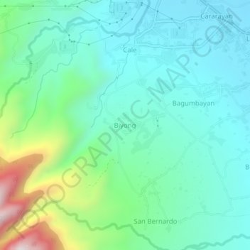 Mapa topográfico Biyong, altitud, relieve