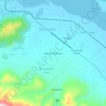 Mapa topográfico Canton Copapujyo, altitud, relieve