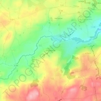Mapa topográfico La Pommeraie, altitud, relieve