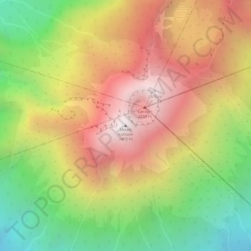 Mapa topográfico Monte Canlaón, altitud, relieve