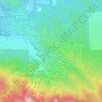 Mapa topográfico Moonridge, altitud, relieve