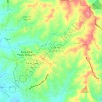Mapa topográfico San Martin 2, altitud, relieve