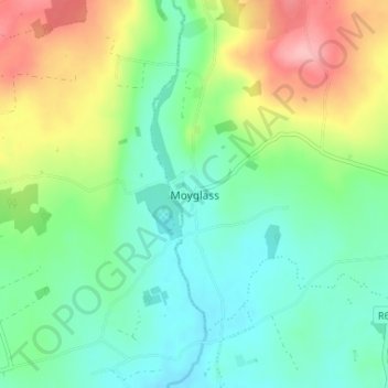 Mapa topográfico Moyglass, altitud, relieve