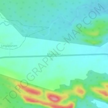 Mapa topográfico Machapur, altitud, relieve