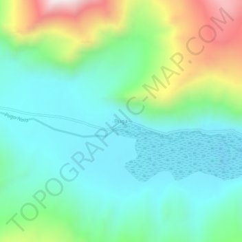 Mapa topográfico Puga, altitud, relieve