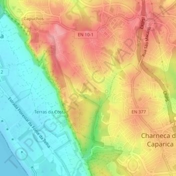 Mapa topográfico Quinta do Robalo, altitud, relieve