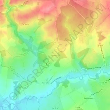 Mapa topográfico La Louère, altitud, relieve