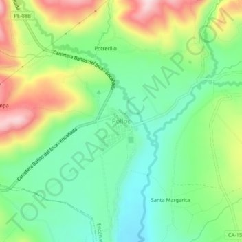 Mapa topográfico Polloc, altitud, relieve