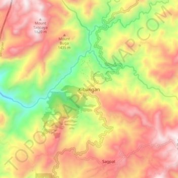 Mapa topográfico Kibungan, altitud, relieve