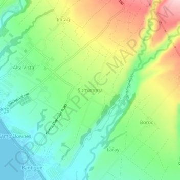 Mapa topográfico Sumangga, altitud, relieve