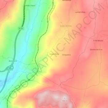 Mapa topográfico Vasco Neto, altitud, relieve