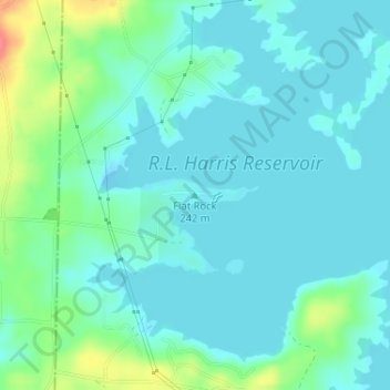 Mapa topográfico Flat Rock, altitud, relieve