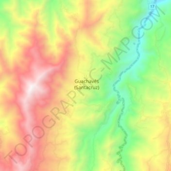 Mapa topográfico Guachavés (Santacruz), altitud, relieve