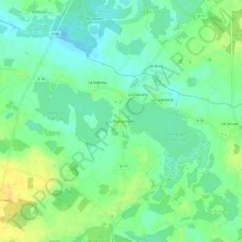 Mapa topográfico La Charronnerie, altitud, relieve