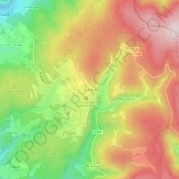 Mapa topográfico Les Sétoux, altitud, relieve