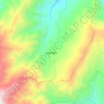 Mapa topográfico Lourdes, altitud, relieve