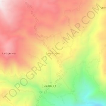 Mapa topográfico San Roque, altitud, relieve
