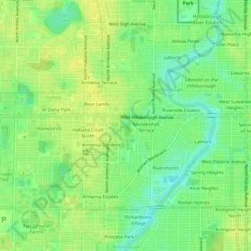 Mapa topográfico Zambito, altitud, relieve