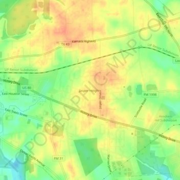 Mapa topográfico Jasper Heights, altitud, relieve