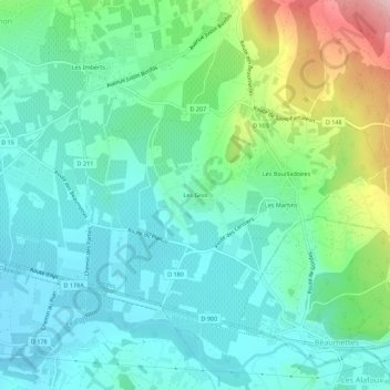Mapa topográfico Les Gros, altitud, relieve