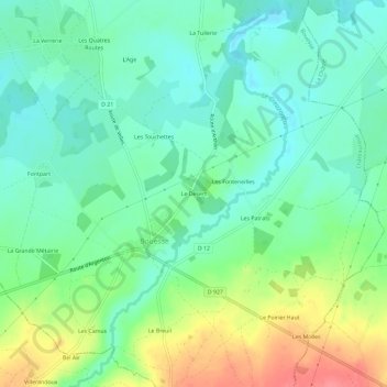 Mapa topográfico Le Desert, altitud, relieve