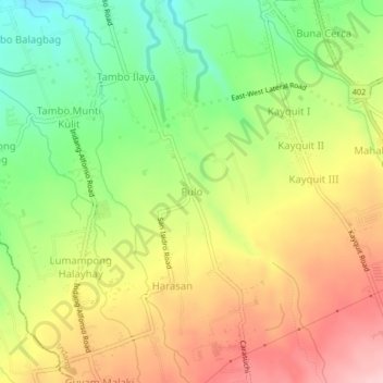 Mapa topográfico Pulo, altitud, relieve