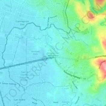 Mapa topográfico Mayamot, altitud, relieve