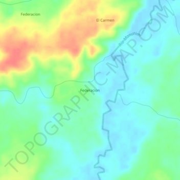 Mapa topográfico Federacion, altitud, relieve