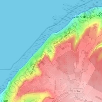Mapa topográfico Grand Bec, altitud, relieve