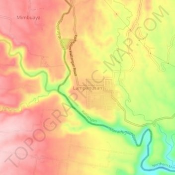 Mapa topográfico Lampanusan, altitud, relieve