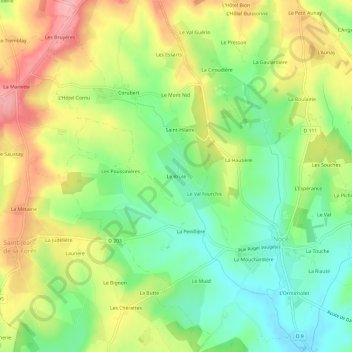 Mapa topográfico Le Brûlé, altitud, relieve