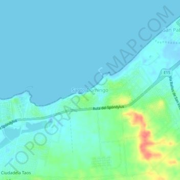 Mapa topográfico Santo Domingo, altitud, relieve