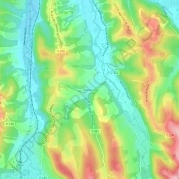 Mapa topográfico Rapatout, altitud, relieve