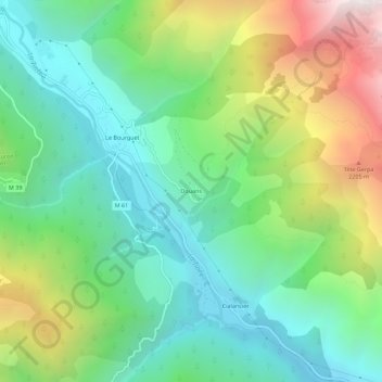 Mapa topográfico Douans, altitud, relieve
