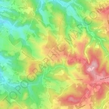 Mapa topográfico Revers, altitud, relieve