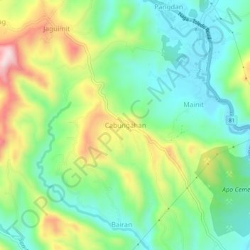 Mapa topográfico Cabungahan, altitud, relieve