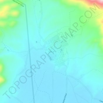 Mapa topográfico Llica, altitud, relieve