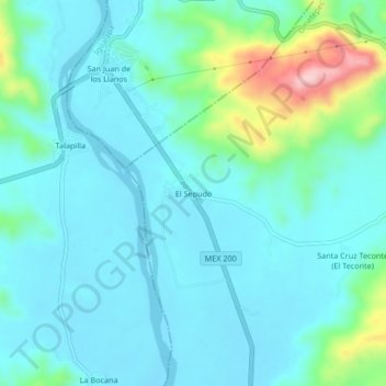Mapa topográfico El Sepudo, altitud, relieve